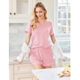 thumbnail image 3 of Ekouaer Pajamas Set for Women 2 Piece Short Sleeve Sleepwear Soft V Neck Tops and Shorts Pjs Lounge Set with Pocket, 3 of 6