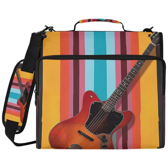 ALAZA Zipper Binder A Guitar on Stripe Pattern 2 inch 3 Ring 500 Sheet Capacity Trapper Keeper File Folder Organizer Bag