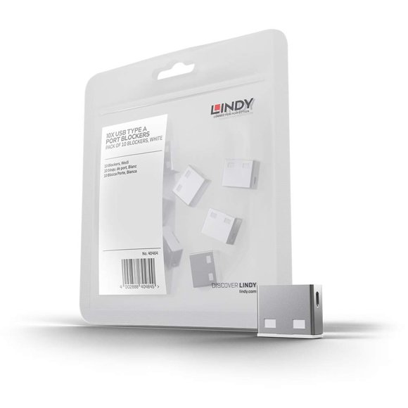 Bloqueador de puertos USB Lindy, paquete de 10, blanco 40464