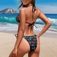 thumbnail image 5 of Uourmeti Neon Shark Print Halter Triangle Bikini Set - Sexy Tie Side Two Piece Swimsuit for Beach & Pool Vacations - Quick Dry, Figure Hugging Swimwear, 5 of 9