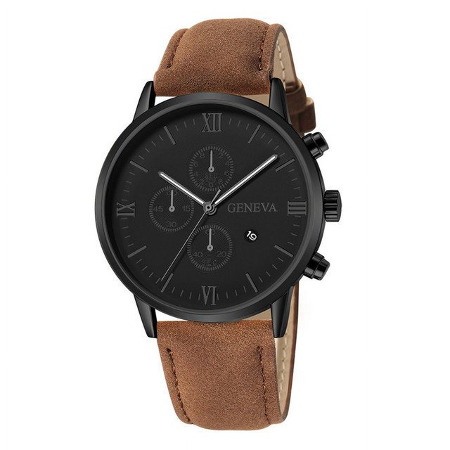 Reloj de negocios para hombre Reloj de cuarzo de Ginebra para tiempo libre para hombre Calendario con reloj