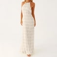 thumbnail image 2 of Yokua Women Backless Maxi Beach Dress Strap Smocked Flowy Vacation Lace-up Long Dress, 2 of 14