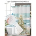 thumbnail image 6 of No Hook Shower Curtain with Snap-in Liner, Coastal Beach Waterproof Fabric Bathroom Curtains, Summer Ocean Wave Starfish Coral Trees Bath Curtains & Mesh Top Window Stall 48"x72", 6 of 9