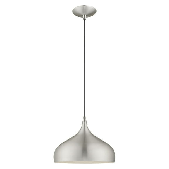 41172-66 Livex Lighting Amador - 1 Light Pendant In Transitional Style-15 Inches Tall and 11.75 Inches Wide-Brushed Aluminum Finish -Traditional