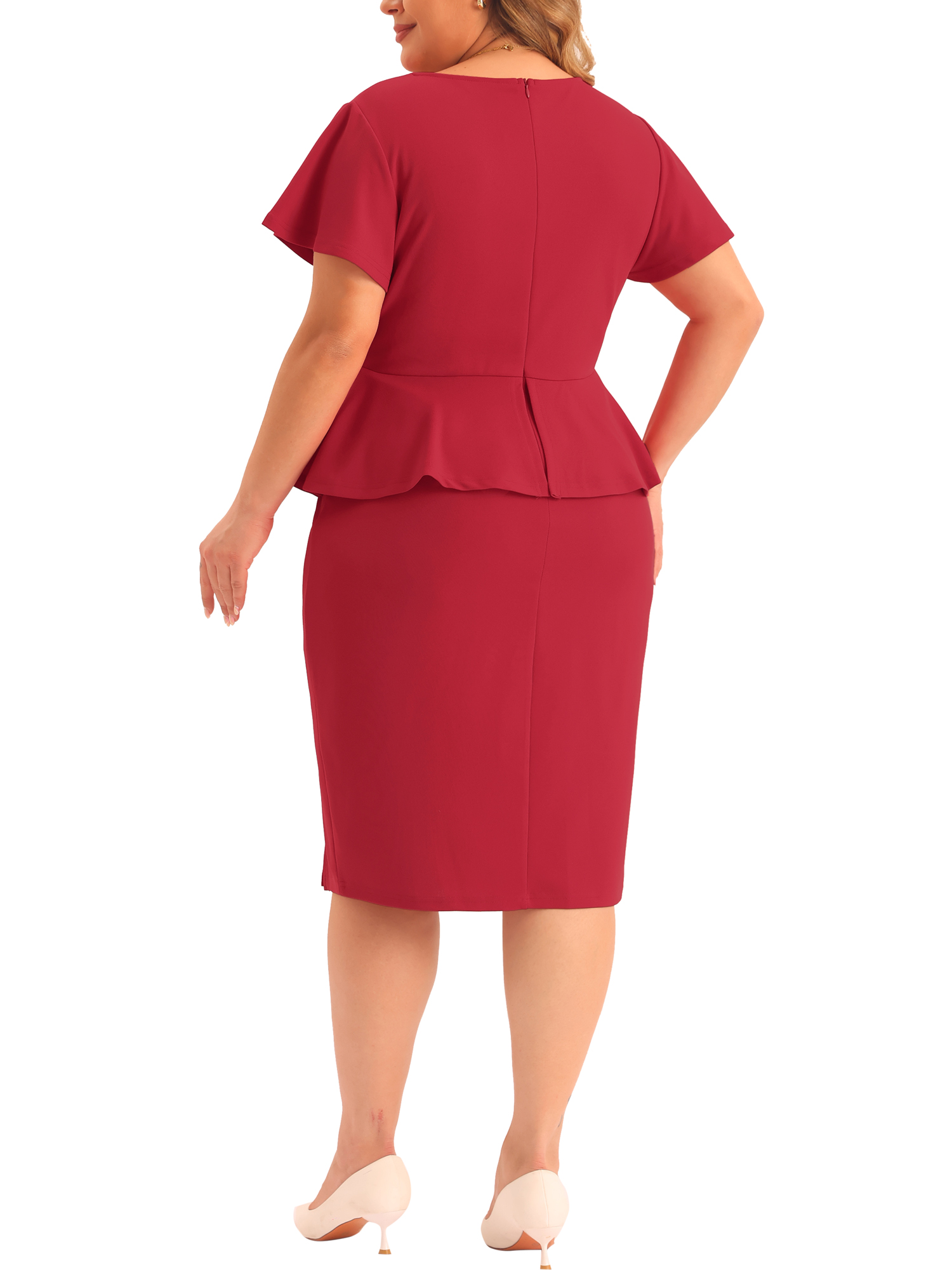 Agnes Orinda Plus Size Dresses for Women Church Short Ruffles Sleeve ...