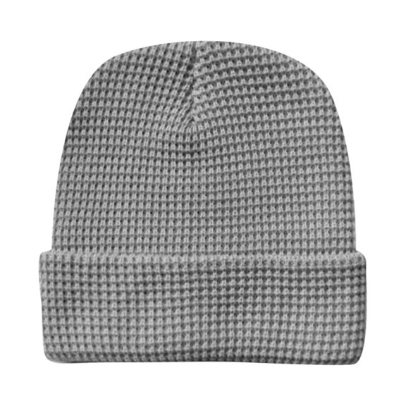 AWZXDE Unisex Solid Color Jacquard Knit Beanie Hats For Men And Women Winter Warm Slouchy Wool Cap Grey