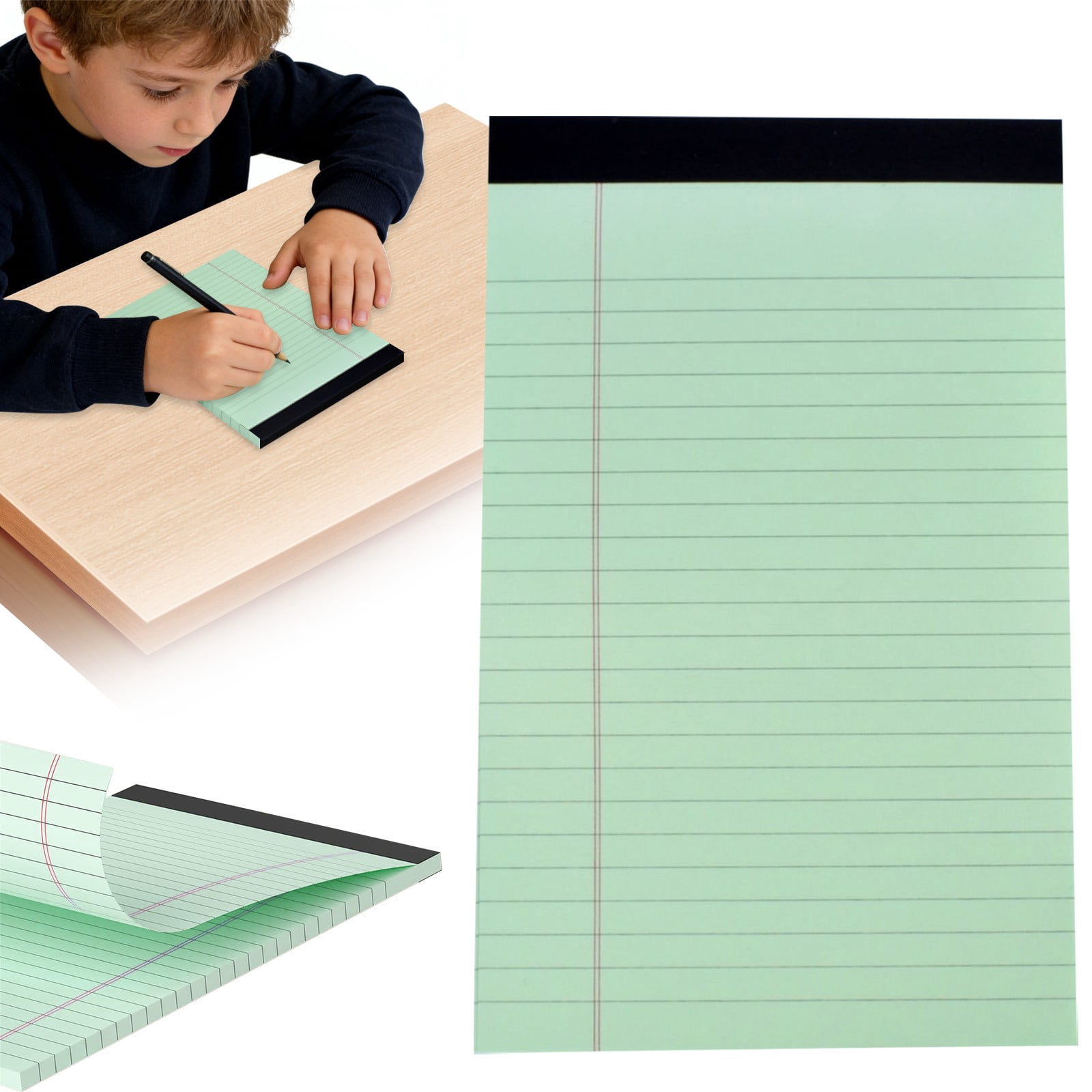 5x8 College Ruled Note Pads, Perforated Legal Pads Colorful Writing Pads Narrow Ruled Small Notebooks,Thick Paper No Ink Bleed Sturdy Backing Pad for Note Taking To-Do Lists Daily Office Study,Green