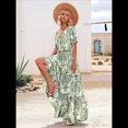 thumbnail image 4 of Vestidos Florales Bohemios Informales de Verano para Mujer, Vestido Maxi de Corta Abullonada con Bolsillos. Verde XL, 4 of 7