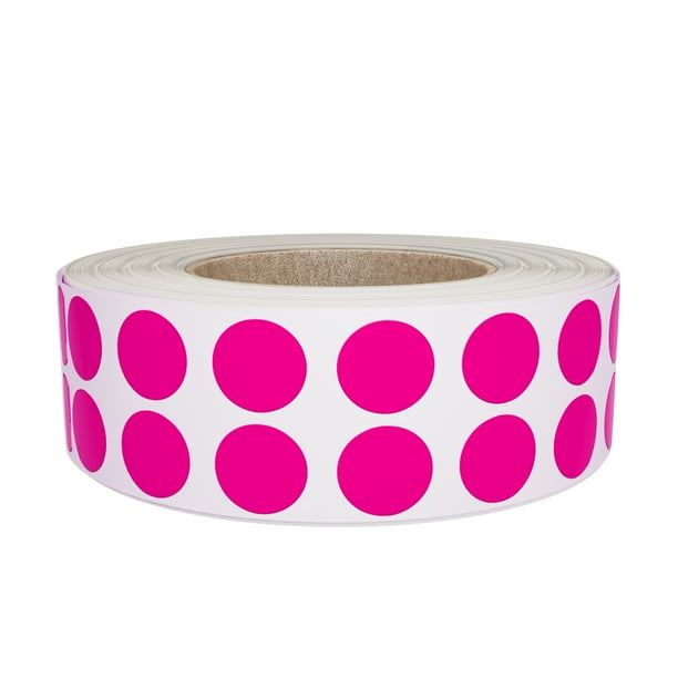 Royal Green Circle Dot Labels Stickers Adhesive Roll in Neon Pink (0.