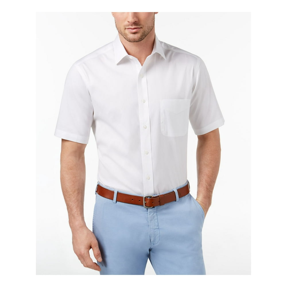 Club Room CLUBROOM Mens White Collared Classic Fit Work Dress Shirt S 14.5