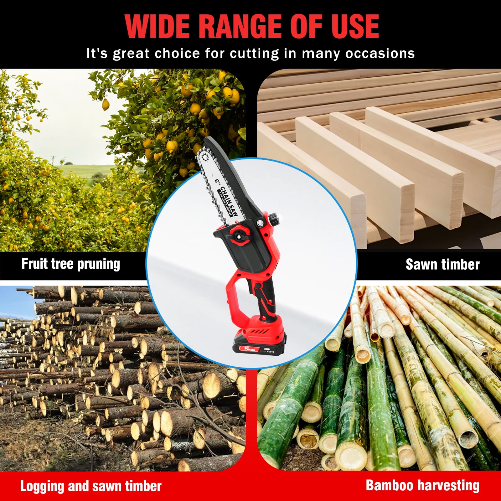 BAOKALER Mini Chainsaw Cordless，High-Speed Brushless Electric Chainsaw，2-in-1 Design Handheld Portable Mini Chainsaw Battery Powered for Tree Trimming Wood Cutting