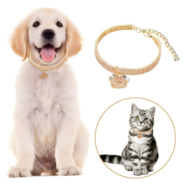 Dog Three Rhinestone Small Footprints Necklace Pet Necklace In Adjustable Sizes Small Medium And Large For Boy And Girl Dogs Light Bow Tie for Dogs Small Dog Bow Ties for Boys Puller Snap Science Diet