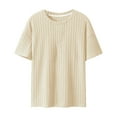 thumbnail image 2 of TrdSipl Men's Textured Knit Shirt Basic Ribbed Jacquard T-Shirt Summer Crewneck Stylish Tees Beige M, 2 of 4