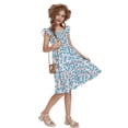 thumbnail image 5 of Actgleam Girls Dress Floral Ruffle Square Neck Sleeveless A-Line Sundress with Tie Back for Summer Beach Party,Blue Floral,11-12Y, 5 of 8