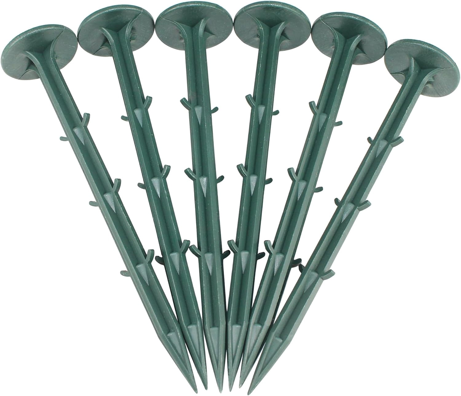 ABPETE plastic stakes,6 Inch Plastic Garden Lawn Stakes, Landscape Anchors Rustproof Spikes for Ground Lawn Edging, Weed Fabric, Tarp, Christmas Yard Decor, Camping Tent (100 pack)