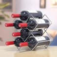 thumbnail image 1 of Encimera plateada para estante de vino para 6 botellas: organizador de almacenamiento para cocina, despensa y refrigerador, 1 of 4
