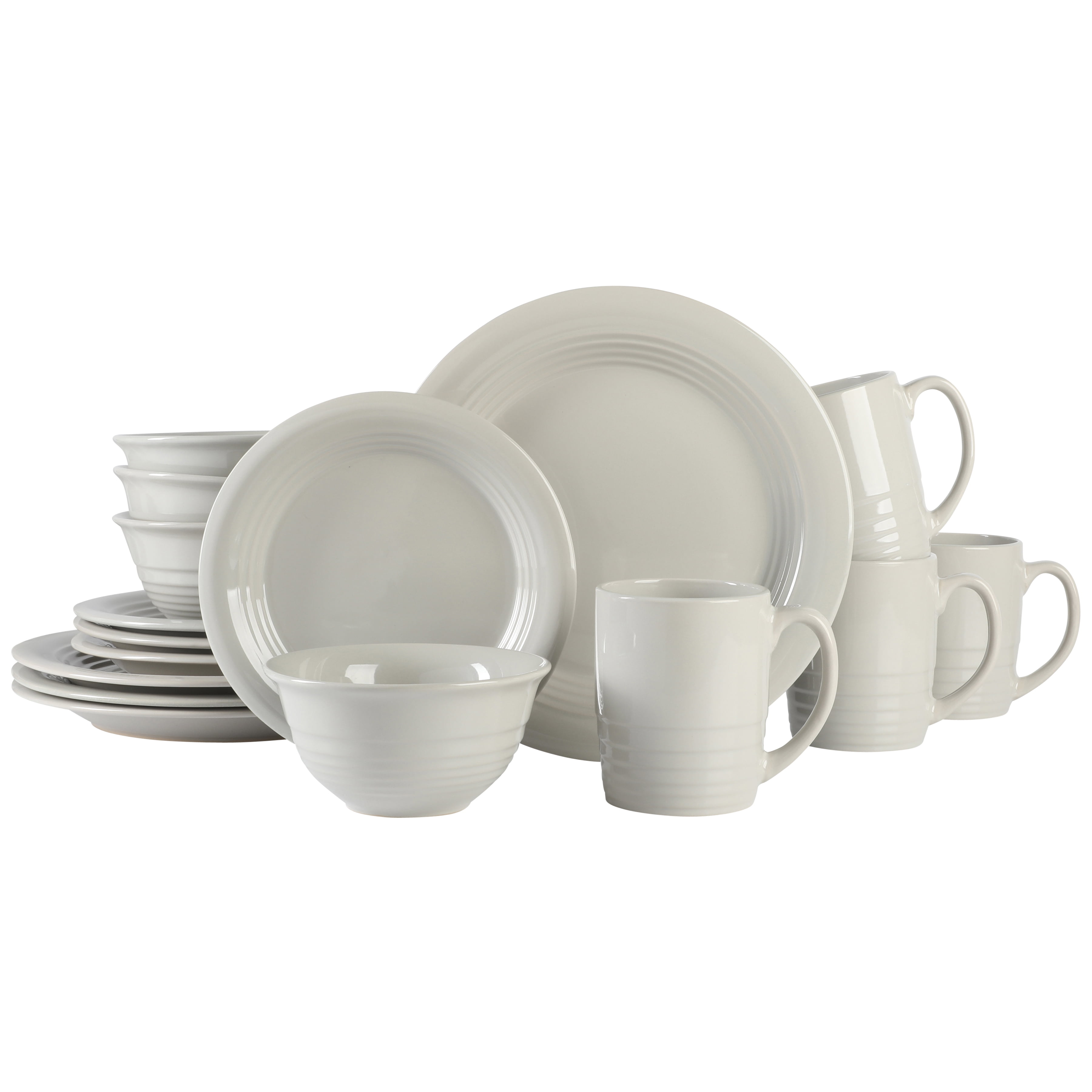 Round Dinnerware Set  4/8 Stoneware 16/32Pc Plates Bowls Dishes Mug Kitchen New 