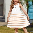 thumbnail image 6 of hengsof Girls Layered Sleeveless Dress, Stylish Button Pocket Casual Crew Neck Tank Top, Ages 2 to 12, Cute Printed Dress for Kids, 6 of 8