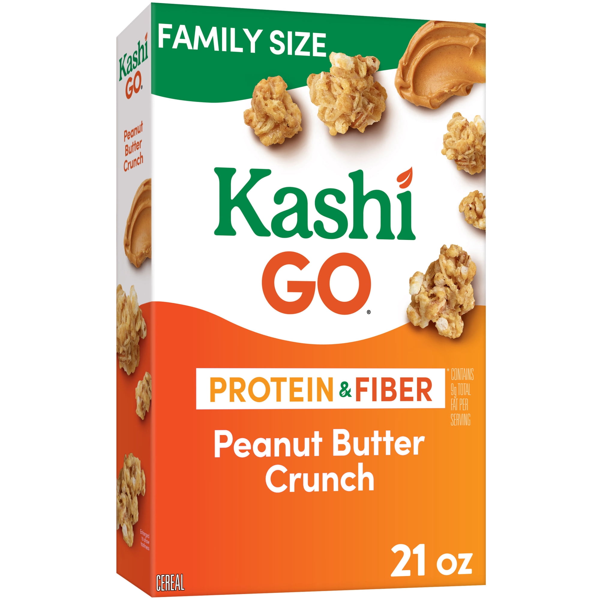 Kashi GO Peanut Butter Crunch Breakfast Cereal, Fiber Cereal, Family Size, 21 oz