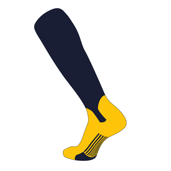 TCK Elite Baseball Knee High Stirrup Socks (A, 5in) Dk Navy, Gold (S)