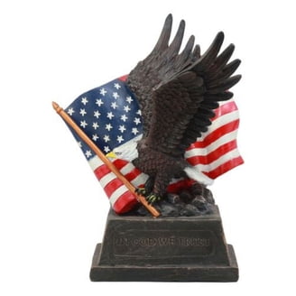 American Bald Eagle & USA Flag Table Lamp – Rustic Western Lodge Style Desk Lamp For Office, Bedroom Or Man Cave Decor
