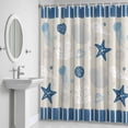 thumbnail image 6 of Ocean Striped Bathroom Shower Curtain, Navy Blue Starfish Shell Jellyfish Coral Conch Waterproof Washable Soft Bath Curtain for Bathtub Decor with 12 Hooks&Grommet, 36x72 Inch, 6 of 9