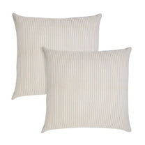 Ox Bay Hampton Set of 2 Striped 20" x 20" Beige/White Cotton Adult Decorative Throw Pillows
