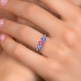 thumbnail image 4 of Gem Stone King 925 Silver and 10K Yellow Gold Pink Created Sapphire and Blue Tanzanite Engagement Ring for Women | 1.47 Cttw | Round 5MM | Gemstone September Birthstone | Size 6, 4 of 6