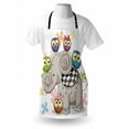 thumbnail image 3 of Cartoon Apron Cartoon Elephant and Owls Floral Background Animal Love Big Eyes Boys and Girls, Unisex Kitchen Bib Apron with Adjustable Neck for Cooking Baking Gardening, Multicolor, by Ambesonne, 3 of 3