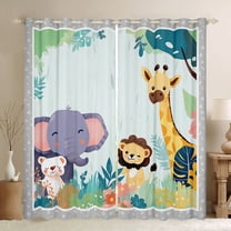 Manfei Elephant Lion Giraffe Black Out Curtains for Kids Girls Boys,Kawaii Jungle Wildlife Curtains Pack of 2 (42x63 Each),Cute Animal Bedroom Curtains,Ultra Soft Home Decor