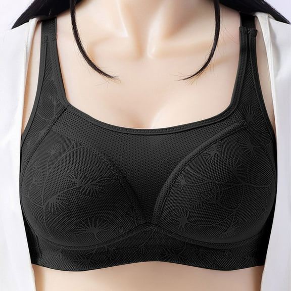 ALLLIST Black Women Bras Embroidery No Wire Bralette Breathable T Shirt Ladies Bras Size S-3XL