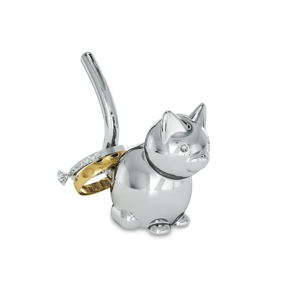 Umbra Zoola Cat Ring Holder, Metal Ring Display for Jewelry, Chrome