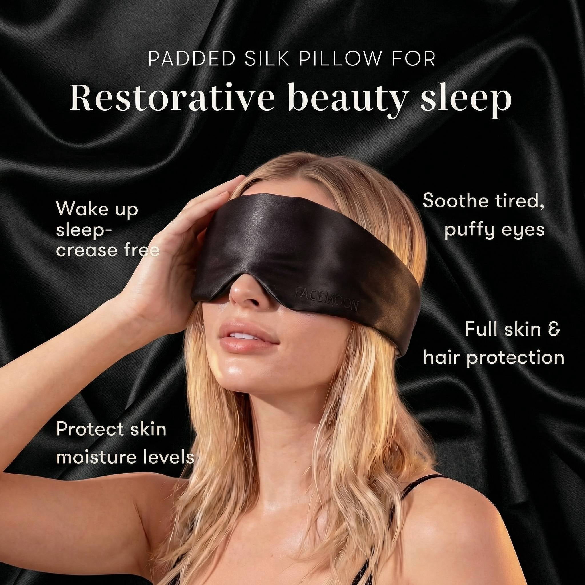 FACEMOON 100% Silk Unisex Sleep Mask, Comfortable, Breathable, Adjustable