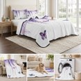 thumbnail image 6 of King Quilt Set 96''x106'', Wisteria Lightweight Summer Bedspread Coverlet Set with 2 Pillow Shams, Purple Flowers Butterflies Vintage Spring Breathable All Season Quilt Bedding for Bedroom/Guest Room, 6 of 9