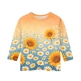 thumbnail image 3 of Grblisyd Girls Shirts Kids Sunflower Daisy Printed Casual Crewneck 3/4 Sleeve Loose Graphic Tee Tops 10-12 Years, 3 of 5