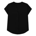thumbnail image 5 of Blouse Women Ndbuld Women's Fashionable V-neck Button-down Short-sleeved Shirt Top Black XL, 5 of 6