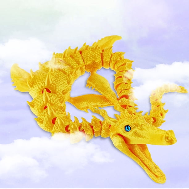 Dragón Articulado, Figura Decorativa De Cristal Impresa En 3D, Adorno De Escritorio Articulado Para Oficina Y Hogar, Escultura Coleccionable De Criatura Fantástica Con Cuerpo Articulado.