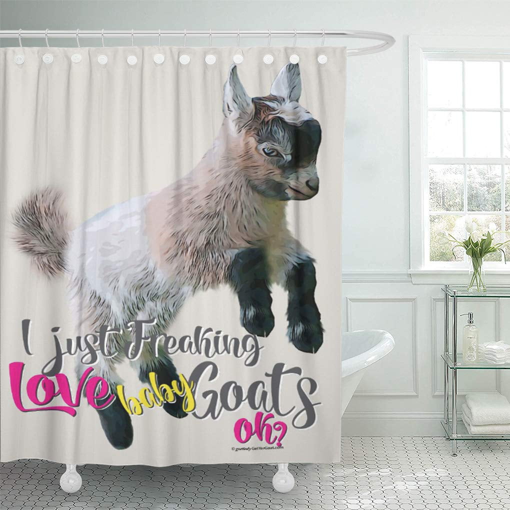 ATABIE Cute Goat Love I Just Freaking Baby Nigerian Shower Curtain