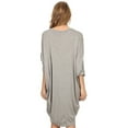 thumbnail image 4 of Women's Solid Casual Sexy Relax fit Dolman 3/4 Sleeve Side Draped Midi Dress, 4 of 5