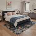thumbnail image 2 of 5x7 Washable Area Rug with Non Slip Backing Low Pile Lightweight Print Pattern for Living Room Bedroom Vintage Floral Deep Charcoal, 2 of 5