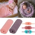 thumbnail image 2 of Coofit 2 Pcs Emmaillotage pour Bébé Mode Coton Extensible Accessoire Photo pour Bébé avec 3 Bandeaux, 2 of 10