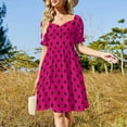 thumbnail image 2 of Large Black on Dark Hot Pink Polka Dots Dress women's summer dresses summer women's dress, 2 of 6