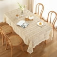thumbnail image 2 of Enova Home 54" x 86" Beige Crochet/Lace Tablecloth High Quality Rectangle Cotton and Linen Tablecloth, 2 of 6