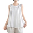 thumbnail image 2 of TKYCMSUAKI Cotton Linen Tank Tops for Women Ruffle Round Neck Sleeveless Shirts Loose Fit Solid Color Blouses Summer Going Out Pullover Tee, 2 of 8