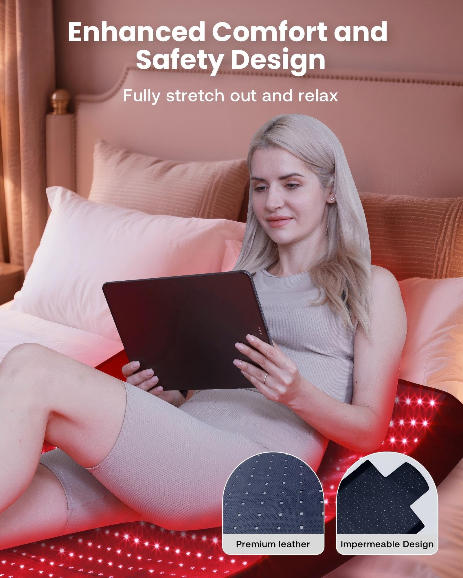 Red Light Therapy Mat for Body 74"x33", 1400pcs Full Body Infrared Red Light Therapy Blanket with Dual-Wavelength LEDs (660nm&850nm), Pulse Modes, Timer & Intensity Control