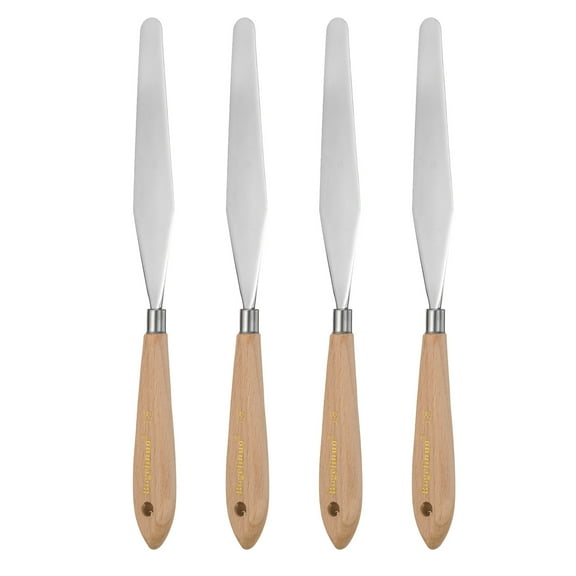 4 Pieces 18# Painting Palette Knife Pointy Stainless Steel Art Spatula Scraper Mixing Tools