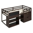 thumbnail image 4 of Harper & Bright Designs Low Loft Bed with Rolling Desk and Storage Shelves, Wood Twin Size Loft Beds with 2 Drawers and Chalkboard for Boys Girls, Espresso, 4 of 16