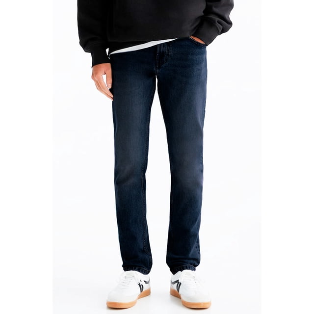 Pantalón Recto para Hombre Shendy Vendy Mezclilla Strech Clasico con Bolsillo Azul Oscuro 30