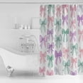 thumbnail image 4 of 60x72 Inch Shower Curtains for Bathroom Pink Purple Teal Fabric Bath Curtain Decor Watercolor Bow Farmhouse Waterproof Restroom Curtains Shower Set Accessories with 12 Hooks 60 Inch, 4 of 6