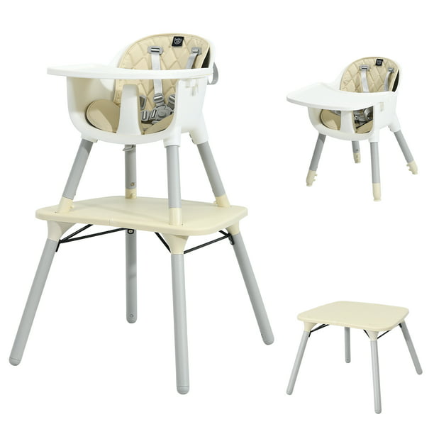 Babyjoy 4 In 1 Baby High Chair, Wooden Baby Table Chair